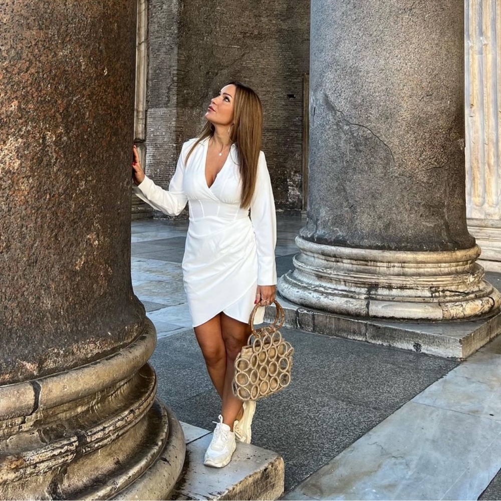ZARA OYSTER WHITE CORSET DREES BLOGGER FAV
